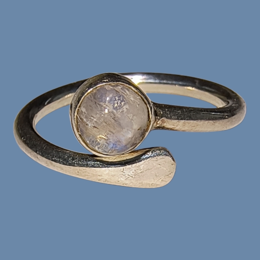 Moonstone And Sterling Silver Bypass Ring